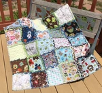Rag Quilt Spy Throw Neutral 25 Interesting Prints All Flannel Handmade Usa 68N. Fixed Price $29.99.