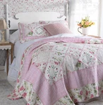Rosalie Pink 3P King Quilt Set : Country Vintage Ruffled Rag Garden Rosebud. Fixed Price $109.45.