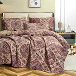 Tache Bohemian Medallion Boteh Paisley Taupe Beige Quilt Set With Defect. Fixed Price $58.72.