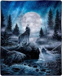 Wolf Blanket 80X92-INCH Printed Howling Moon Plush Thick 8LB Fa. Fixed Price $78.51.