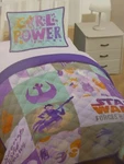 3 Pc Disney Star Wars Forces Of Destiny Twin / Full Quilt, Sham, Deco Pillow Nip. Fixed Price $72.25.