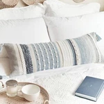 Coastal Blue Decorative Lumbar Pillow Cover 14X36 Boho Long Body For B.... Fixed Price $89.89.