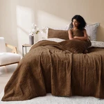Wonderful Luxury Velvet Quilt - Striped Channel Stitch Brown King Soft .... Fixed Price $141.35.