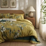 New Anthropologie Yellow Boho Queen Size Bird Bedding Duvet Floral Sham Case Set. Fixed Price $175.50.