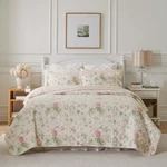 Laura Ashley Breezy Floral Printed Queen/king Coverlet Set-pink/green. Fixed Price $162.12.