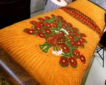 Luxury Peacock Vtg Chenille Bedspread Orange Full Boxed Fitted Style W Skirt Nos. Fixed Price $549.00.
