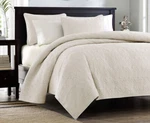 Ivory Matelasse 3P King Quilt Set : Cream Medallion Cotton Fill Cottage Coverlet. Fixed Price $104.45.