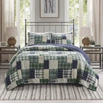 Reversible Plaid Quilt Set - All Season Full/queen Bedding, Green/navy. Fixed Price $94.99.