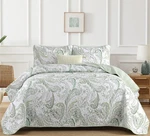 Wongs Bedding Boho Quilt Set Queen,green Paisley (96"W 90"L),. Fixed Price $51.46.