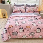 7 Piece Girls Cats Comforter Set Twin Size Bed Bag Pink Cute Cartoon Pet.... Fixed Price $61.29.