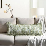 Cpc Hand Block Print Agate Green Ruffle Sham Pillow Cover 36" X 14" Inch Zipp.... Fixed Price $46.79.