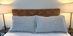 Set Of Artisan De Luxe Chambray Diamond Quilted Cotton Shams 21X27 Blue Gray. Fixed Price $25.00.
