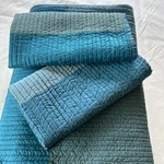 Vtg Quilt Pillow Sham Set Full Queen Teal Blue Coverlet Jcp Home Studio Modern. Fixed Price $69.00.