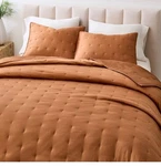 West Elm Silky Tencel Crescent Stitch Quilt In Terra Cotta --full/queen. Fixed Price $115.00.