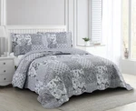 Brilliant Sunshine Grey Flowers Patchwork, 3-PIECE Quilt Set With 2 Shams, Re.... Fixed Price $58.91.
