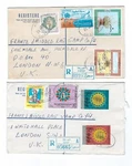 Middle East Kuwait 2 Early Commercial Covers - Colorful Stamps. Fixed Price $12.00.