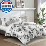 Wonderful Cotton Comforter King Size 5 Pieces Light Black Floral Set. Fixed Price $159.58.