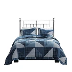 Reversible Oversized King Quilt Set Lightweight All Season Olsen Blue Geometric. Fixed Price $112.50.