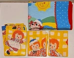 Raggedy Ann & Andy Quilt Blanket, Sheet 2 Pillow Cases Set Bobbs-merrill. Fixed Price $79.95.