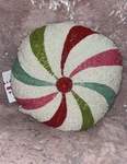 Christmas Beaded Peppermint Candy Throw Pillow Collections Red Pink Stripe. Fixed Price $49.00.