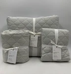 Pottery Barn Belgian Flax Linen Diamond Quilt King W/2 Sham Soft Gray 9958D. Fixed Price $357.50.