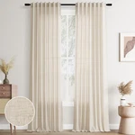 Joywell Linen Curtains 120" Long, Panels For Living Room, Back Tab. Fixed Price $91.92.