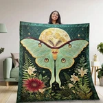 Luna Moth Quilt Blanket Green Moonlight Forest Botanical Bedding Throw Gift Usa. Fixed Price $44.23.