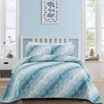 Summer Coastal Quilt Set Queen Size, Blue Green Ocean Beach Themed Bedding Se.... Fixed Price $39.55.