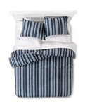 Industrial Shop Edison Stripe 3 Piece King Comforter Set, Navy. Fixed Price $49.50.