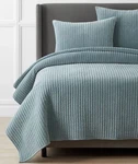 The Company Store Straight Kantha Stitch Velvet Quilt Mineral Blue King $430. Fixed Price $295.00.
