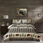 Quilt Set Queen Size Rustic Lodge Plaid Bed Spread Country Cabin Brown Bea. Fixed Price $51.99.