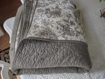 King Toile Quilt Country French Asian Dark Taupe 100% Cotton. Fixed Price $125.00.