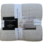Tahari Linen Cotton Full Queen Quilt Set Cobblestone 2 Shams Neutral Bedding New. Fixed Price $119.99.
