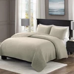 Hollyhome 3PC QUEEN(90X90)STONE Washed Linen Blanket BEDSPEAD+2 Pillow Set Beige. Fixed Price $105.00.