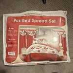 Jml King Bedspread Set Red Leaf Pattern 7PCS 100% Polyester Bedroom. Fixed Price $53.99.