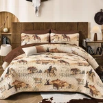 Western Quilt Set KING,3 Pieces Rustic Ranch Life Bedspread With Cowboy Southwes. Fixed Price $67.99.