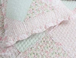 Romantic Chic 100% Cotton Quilt Set : Cozy Pink Green Patch Shabby Rufffle. Fixed Price $86.45.