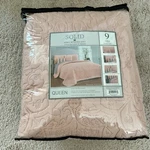 Geneva Home Fashion 9-PIECE Solid Pink Reversible Quilt Set Queen Gray Sheets. Fixed Price $54.99.