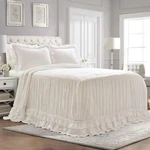 Ella Vintage Chic Ruffle Lace Bedspread White Farmhouse Style Lightweight 3 P.... Fixed Price $109.65.
