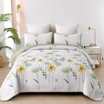 Dinjoy Floral Quilt Set Twin Green Yellow Bedspread 2PC Summer Kids Bedding. Fixed Price $45.88.