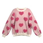 Pink Heart Fuzzy Knit Sweater Women Medium Cozy Pullover New. Fixed Price $36.99.