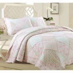 New! Cozy Shabby Chic Pink Light Green Purple Lavender Lilac Ruffle Quilt Set. Fixed Price $136.32.