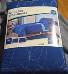 Your Zone Twin Blue Star Quilt Bedding Set With Sheets & Sham For Kids Teens. Fixed Price $35.00.