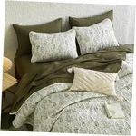 - Floral Quilt Set, Botanical Vintage Flower Coquette King Olive Green. Fixed Price $47.37.