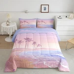 Homewish Pink Beach Comforter Set Full Size,coconut Tree Bedding 3PCS For.... Fixed Price $77.70.