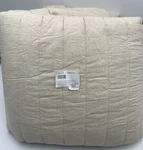 Pottery Barn European Flax Linen Cotton Channel Stitch Quilt Oatmeal King #Z1179. Fixed Price $211.25.