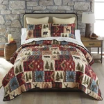 Donna Sharp Woodland Patch Wildlife Rustic Country Queen 3 Pc Quilt Set. Fixed Price $85.00.