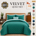 Elegant Velvet Bedspread Set Reversible Quilted Plush Bedding Coverlet Comforter. Fixed Price $32.95.