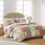 Quilt Set King Patchwork Floral Green Purple White Reversible Cotton Bedding. Fixed Price $175.55.