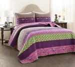 Royal Empire Reversible Cotton Quilt Set, 3 Piece Full/ Queen, Plum - Stripe. Fixed Price $120.99.